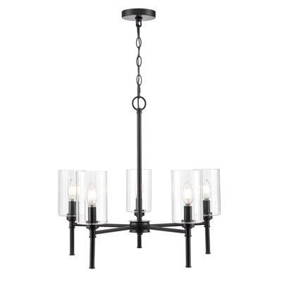 Lonegan 24" Wide 5-Light Chandelier - Matte Black