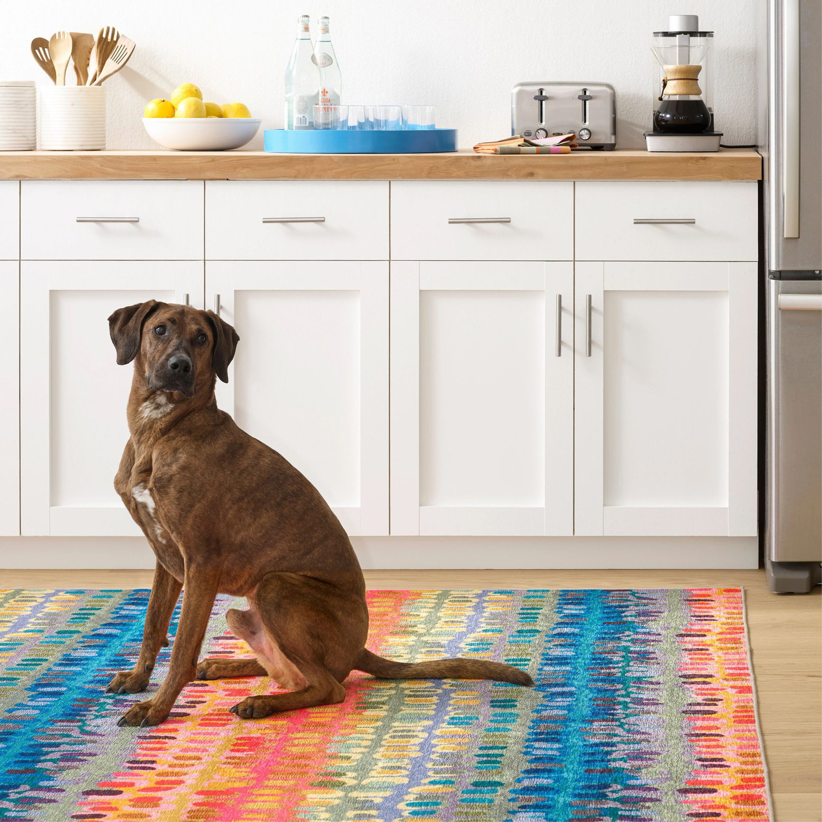 Paint Chip Multi Machine Washable Rug, Rectangle 4' x 6'