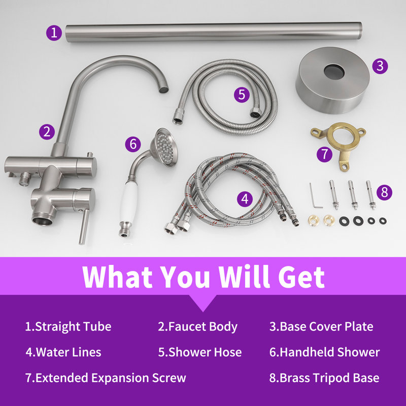 1 Handle Bathroom Freestanding Tub Filler, Brushed Nickel