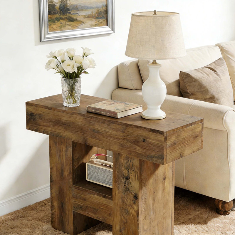 Table d'appoint avec tablette à 2 niveaux Farmhouse