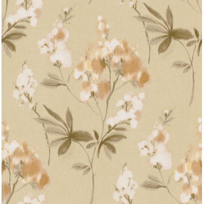 Seabrook Designs Metallic Parchment & Denim Rosannah Linen Floral Unpasted Wallpaper