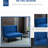 Blue Linen Wingback Couch With Button Design And Wood Construction Fabric Armless Back Wooden Legs