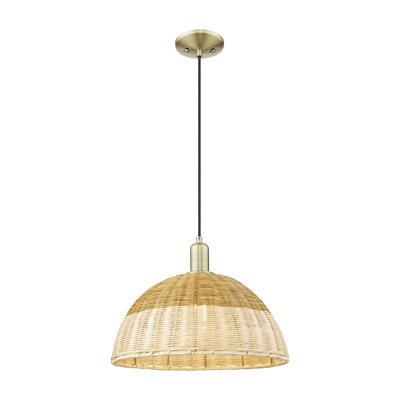 Cidalino - 1 Light Cord Hung Mini Pendant with Basketweave Shade -Shade