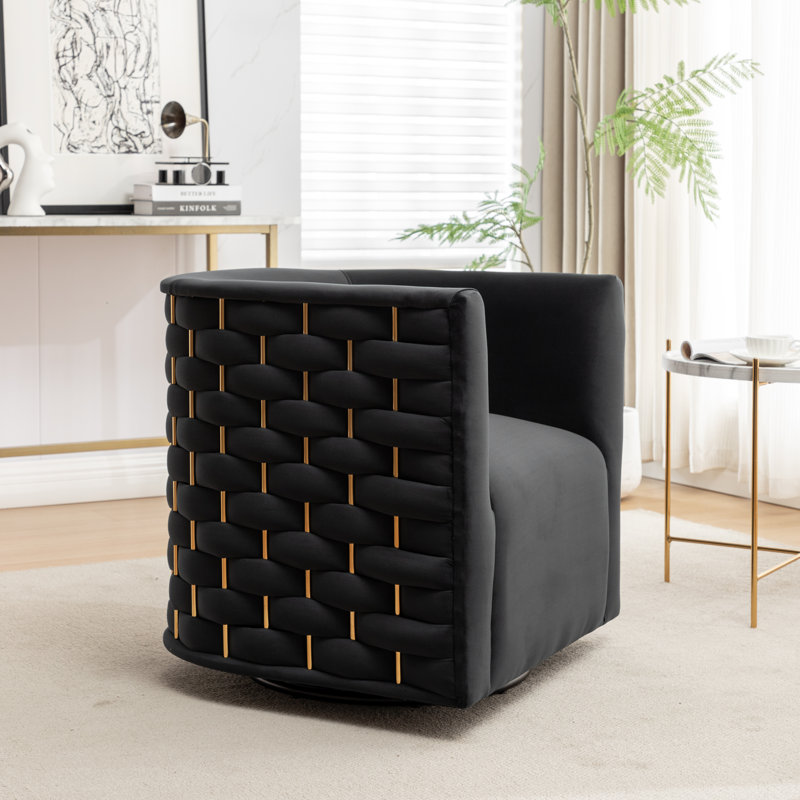 Fauteuil demi-tonneau Occie, Velours noir
