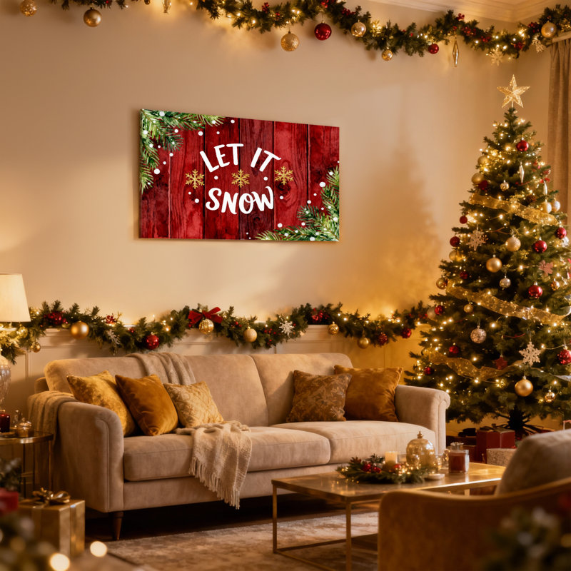 «Christmas Let It Snow Holiday», ensemble de 3 impressions sur toile, H 20 po x l 30 po