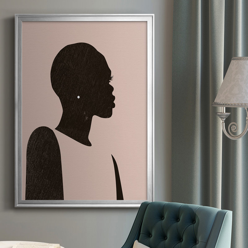 «Pink Silhouette II», toile encadrée de qualité supérieure - prête à être accrochée, L 22,5 po x H 30,5 po, Cadre argenté