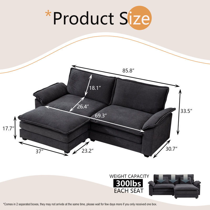 Pavkovic 85.8'' Upholstered Sofa, Dark Gray Velvet