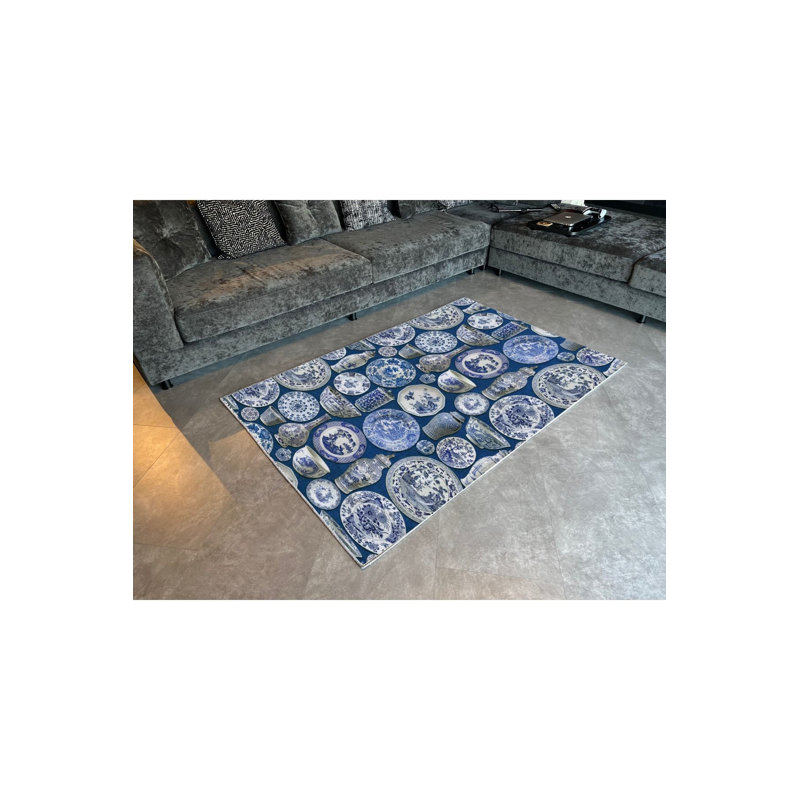 Tapis lavable à la machine bleu marine, Tapis de couloir 2 pi 6 po x 9 pi 10 po inclus