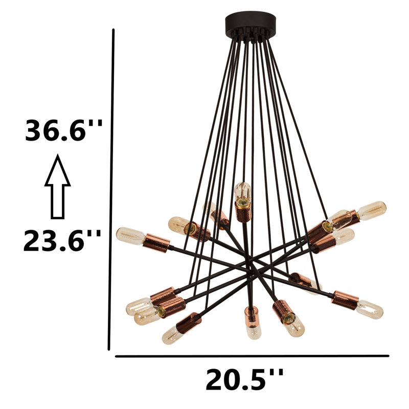 Lustre spoutnik à hauteur réglable en métal 14 lumières