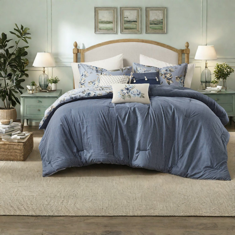 King Cotton Floral Bedding Sets, Vintage Style Comforter For Home