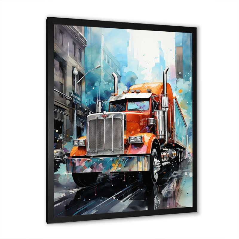 Semi-camion Urban Warrior III, reproduction d'art sur toile, H 40 po x l 30 po x P 1,5 po, Cadre photo noir