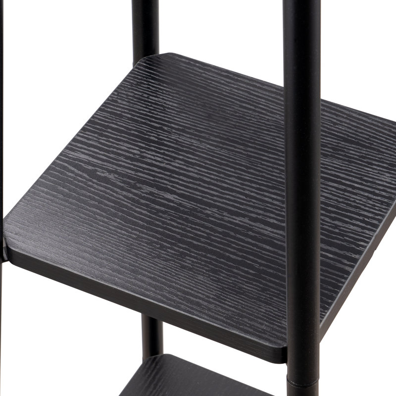 Mier 65" Tray Table Floor Lamp, Ebony/Black