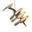 Mobile suspendu en bois flotté et quatre oiseaux, couleur crème, beige et marron, hauteur 61 cm