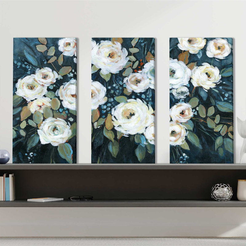 "Moonlit Garden I", ensemble de 3 impressions sur toile
