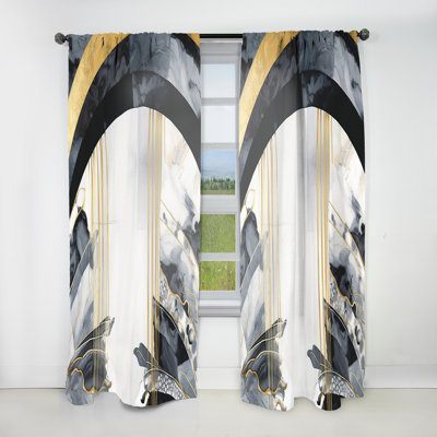 Lumaire - Marble Painting Textured II - Modern Curtain - Velvet Room Darkening - 1 panel