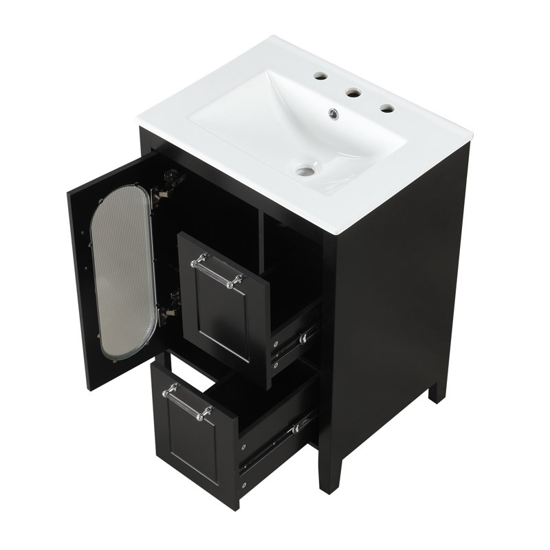 24" Bathroom Vanity With Sink, Black