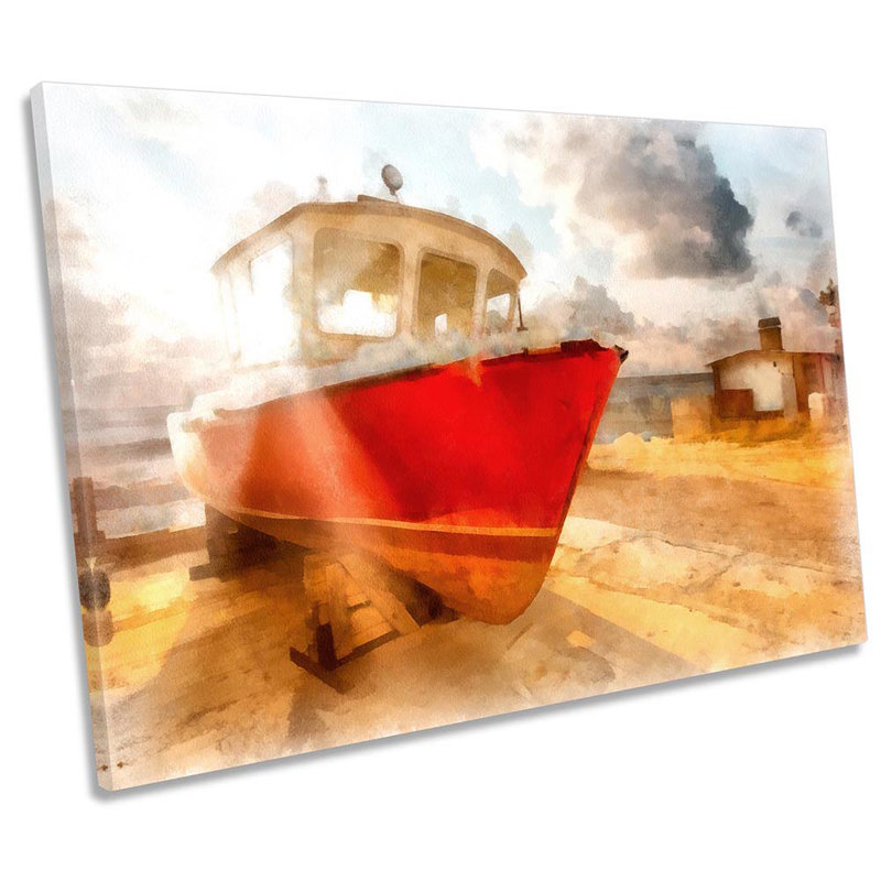 Fishing Boat Watercolour - Wrapped Canvas Print, 30.5cm H x 45.7cm W x 2cm D