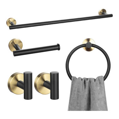 3-Pieces Matte Black Bathroom Hardware Set Stainless Steel Wall Mounte