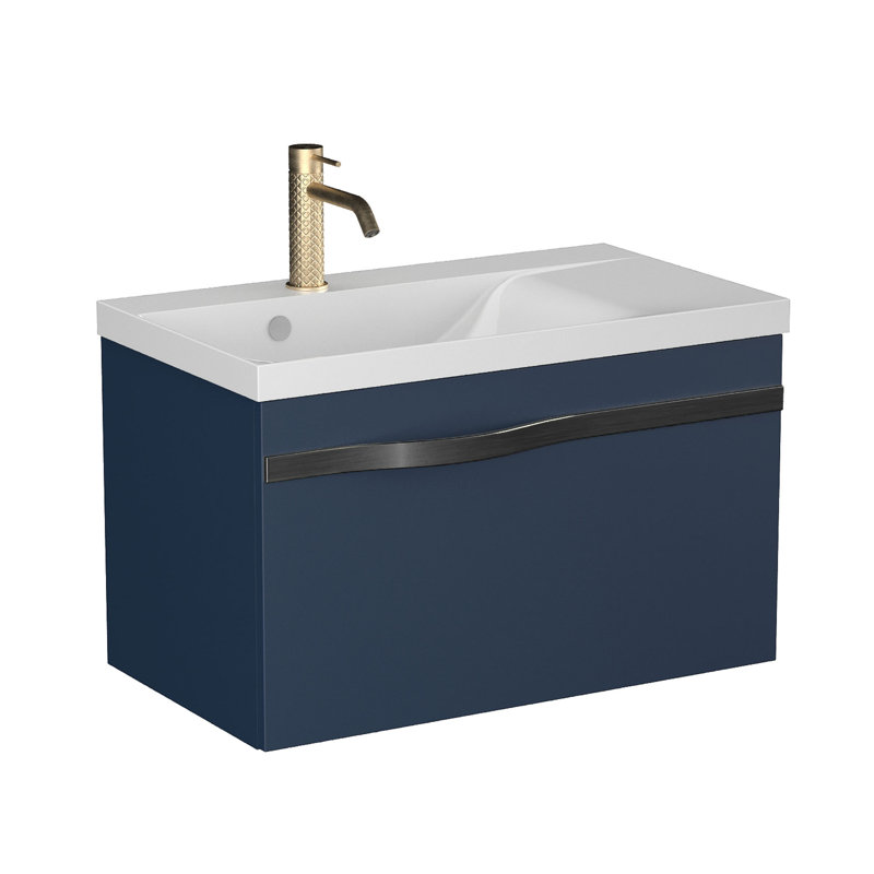 Bathroom Vanity Base Only, Brushed Black, Navy Blue
