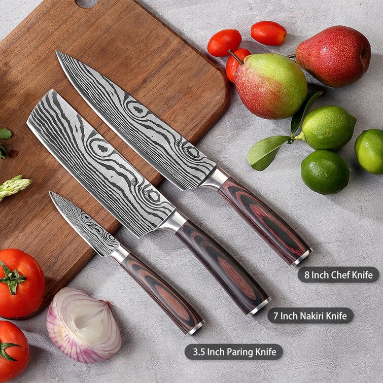  PAUDIN Kitchen Knife Set, 3 Piece High Carbon