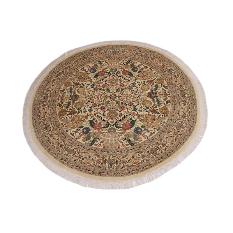 Tapis beige en laine noué à la main à motif oriental de 8 pi 10 po x 9 pi 1 po Plattsmouth