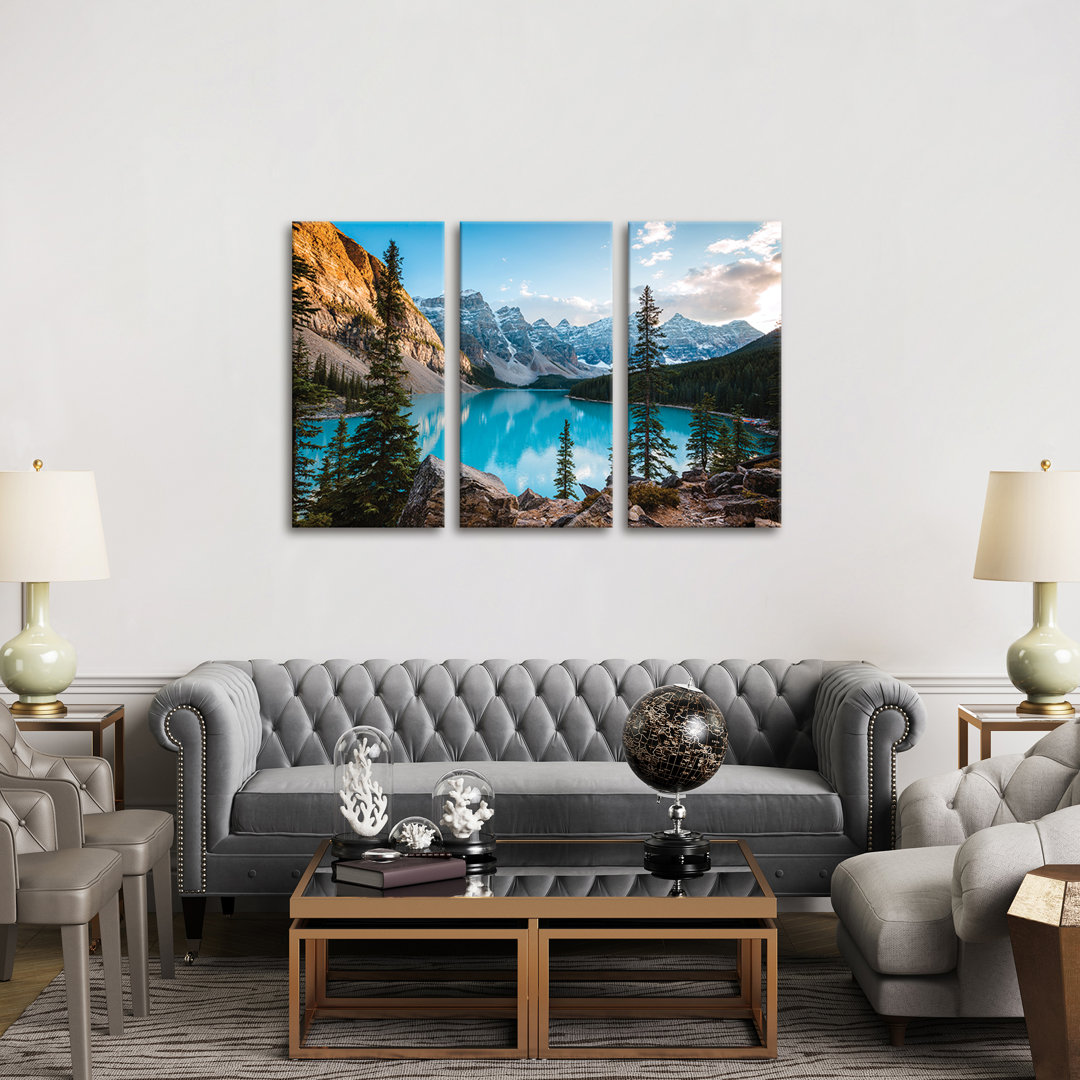 'Autumnal Moraine Lake' Photograph Multi-Piece Image on Wapped Canvas