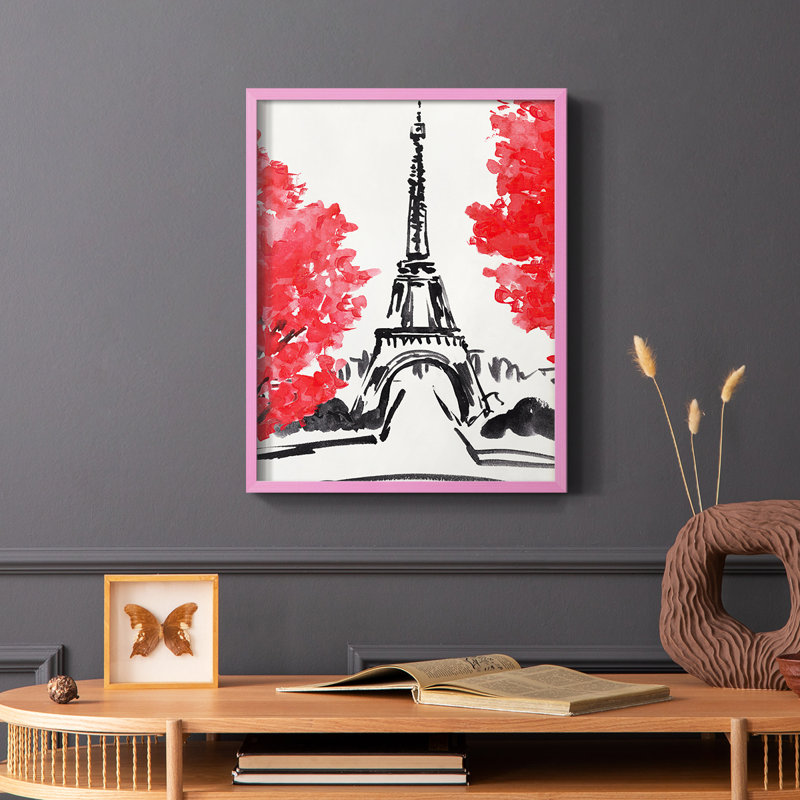 Day in Paris I, reproduction encadrée - bois massif, H 10 po x l 8 po, Rose