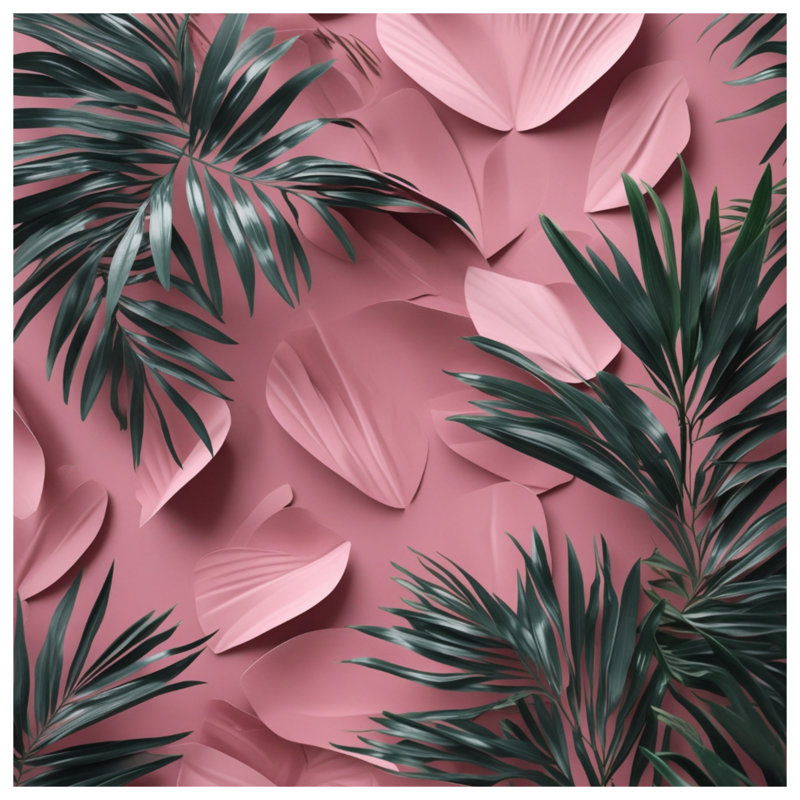 Rideaux de fenêtre à motif de feuilles tropicales roses, voilages et voilages tropicaux - 1 panneau, Blocage