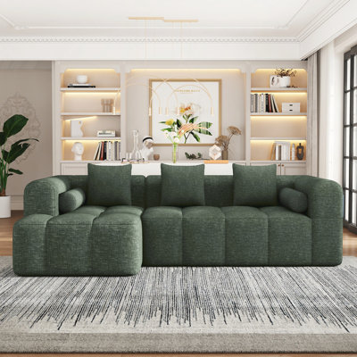 101.2" Sectional Sofa Full-Compressed Sofa Modular Sofa Couch Free-combined Sofa with Deep Seating for Living Room