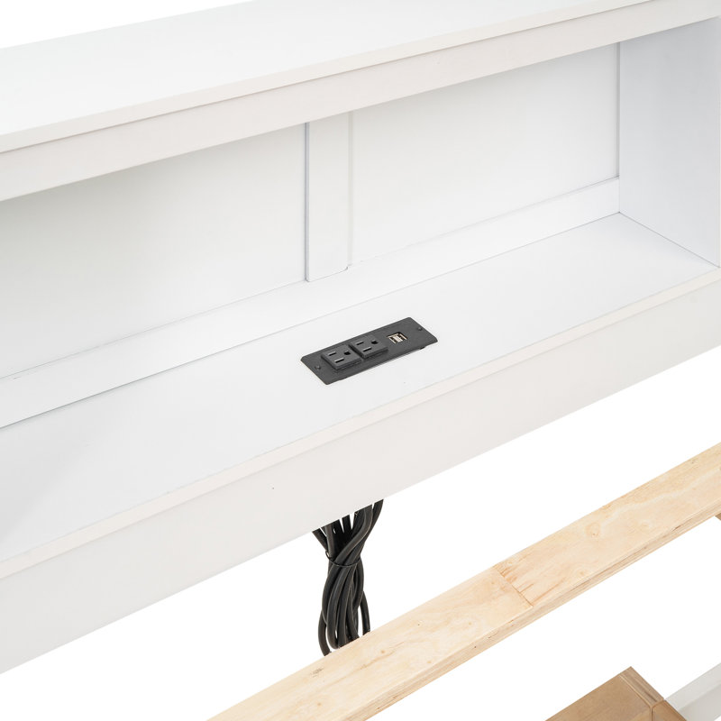 Lit de rangement double avec tête de lit et - 3 tiroirs, lit gigogne simple, plateforme de construction en bois massif blanc 3 espaces,