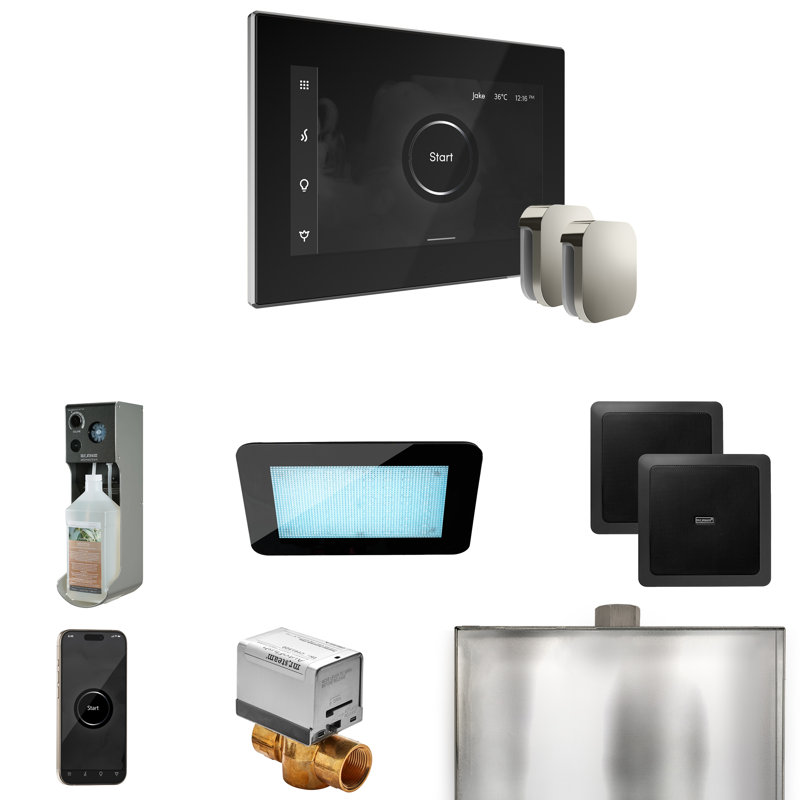 Ensemble de commande de douche à vapeur Xdream Max avec contrôle iSteamX et tête de vapeur, Chrome poli
