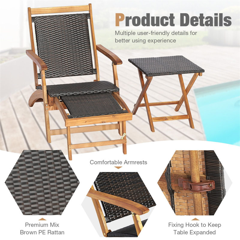 135cm Long Chaise Lounge Set