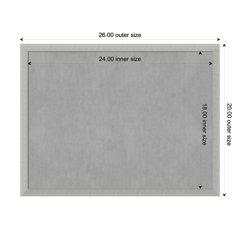 Tableau magnétique encadré feuille d'argent, H 20 po x l 26 po