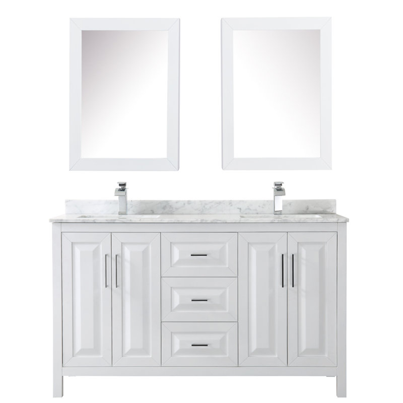 Daria 60'' W Double Vanity, White, Polished Chrome
