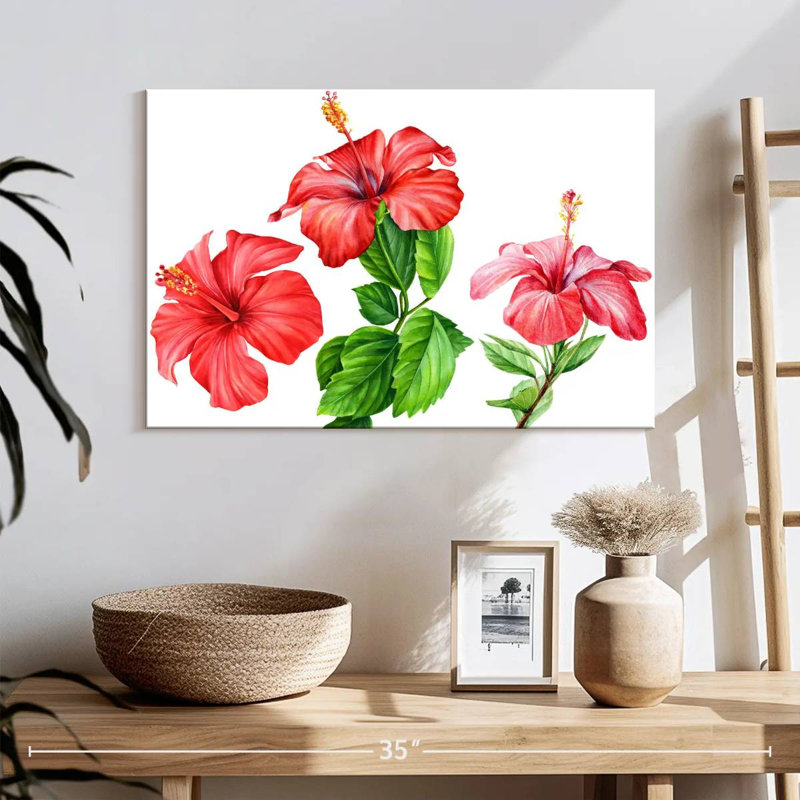 Harnek, fleurs d'hibiscus, aquarelle, H 16 po x l 24 po
