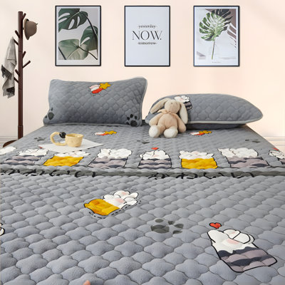 Milk Velvet Little Cute Gray Fitted Sheet
