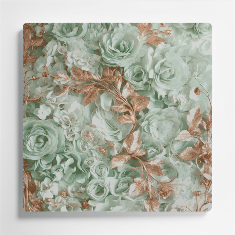 "Abstract Florals" 10, art mural en métal brun, H 32 po x l 32 po