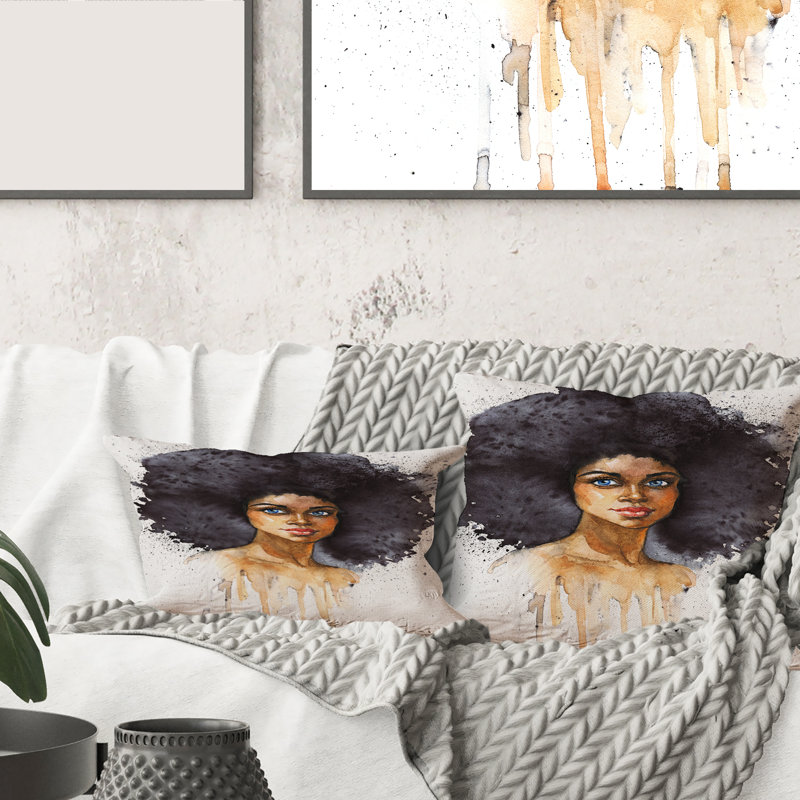 Portrait d'une femme afro-américaine X Housse de coussin rectangulaire et insert