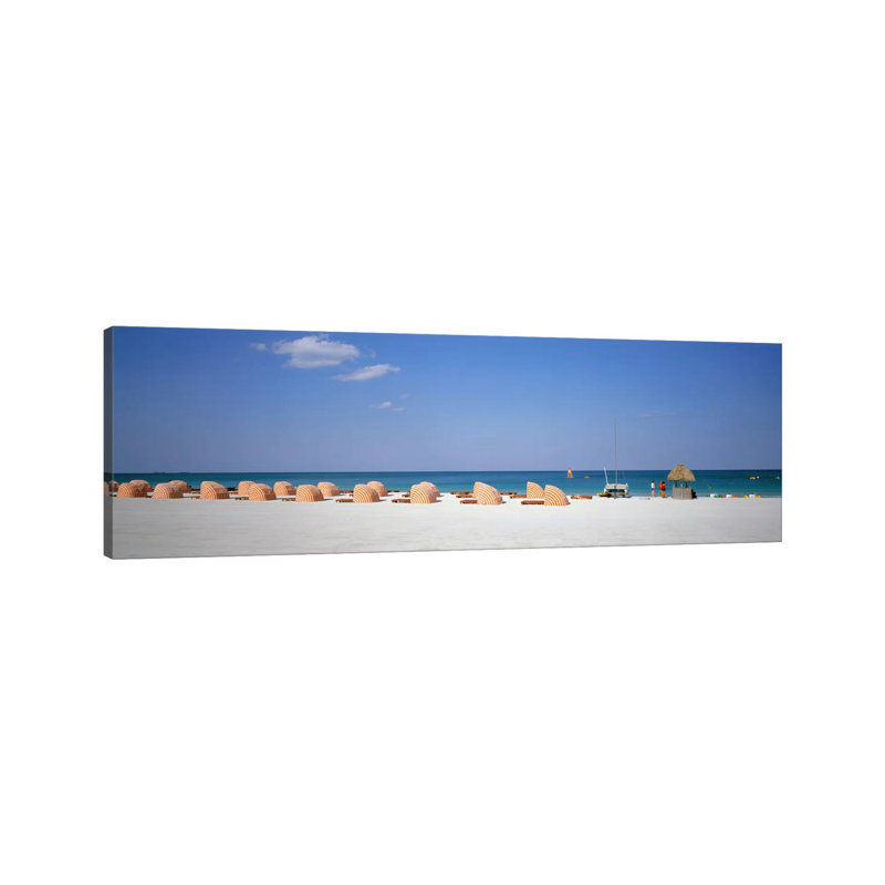 Beach Scene, Miami, Florida, USA 1 Piece Wrapped Canvas Panoramic Wall Art, 30.48 cm H x 91.44 cm W x 3.175 cm D
