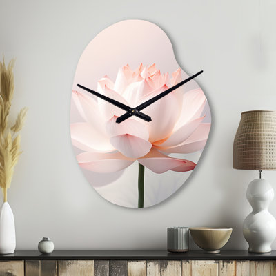 Hinduism Art Lotus Serenity - Hinduism Irregular Shape Metal Wall Clock, Traditional Asymmetrical Wall Clock Print