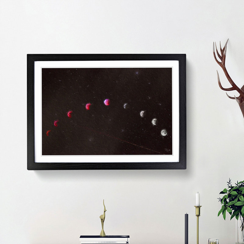 Lunar Eclipse - Picture Frame Painting Print, Black Framed, 36cm H x 48cm W x 2cm D