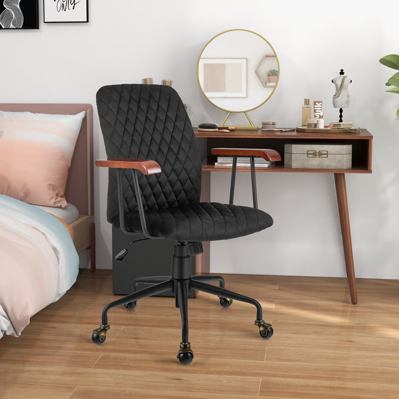 Tressler Velvet Task Chair, Black