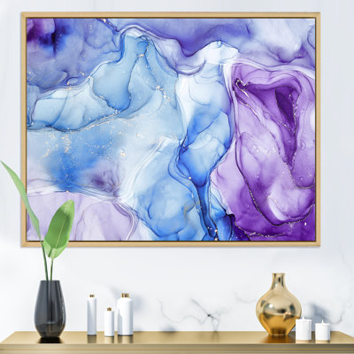 " Blue And Purple Tender Liquid Ink Art "
