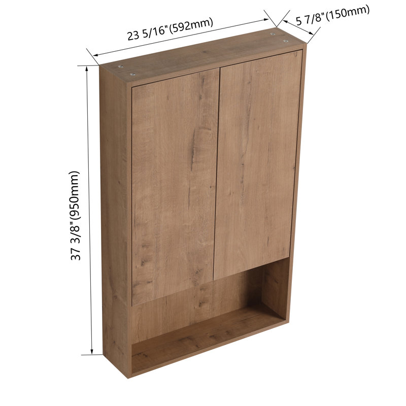 24'' Single Bathroom Storage With 2 Soft Close Doors, Brown