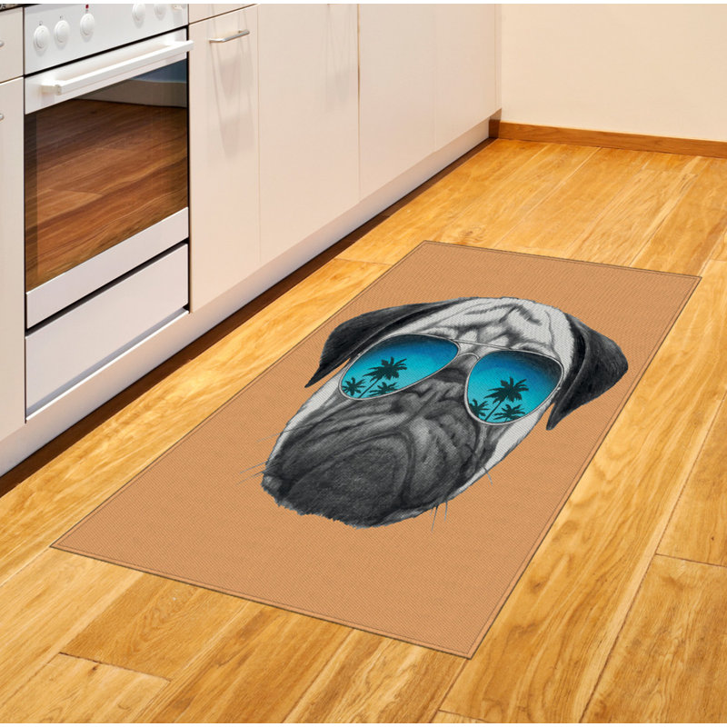 Pug High Density Long Fiber Poly Threads Decorative Area Rug Carpet, Rectangle 2'7" x 5'