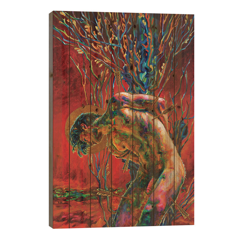 St. Sebastian par Oleksandr Balbyshev - reproduction sur bois sans cadre, H 40 po x l 26 po x P 1,5 po