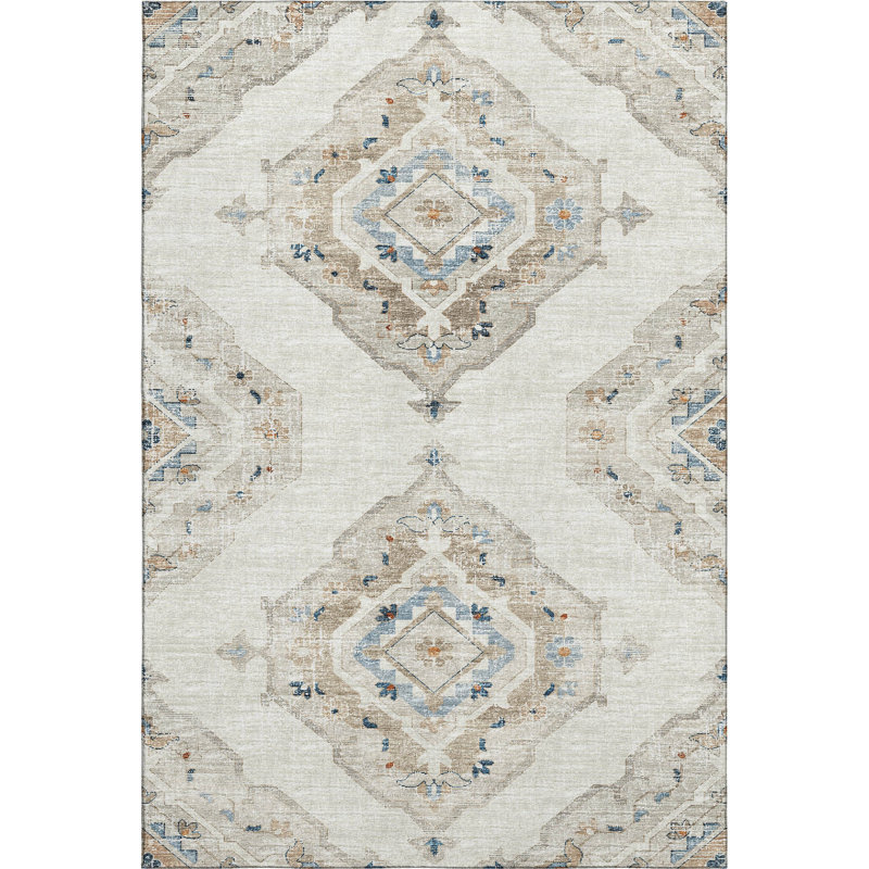 Premium Machine Washable Andreau AMF91 Linen Rug, Rectangle 10' x 14'