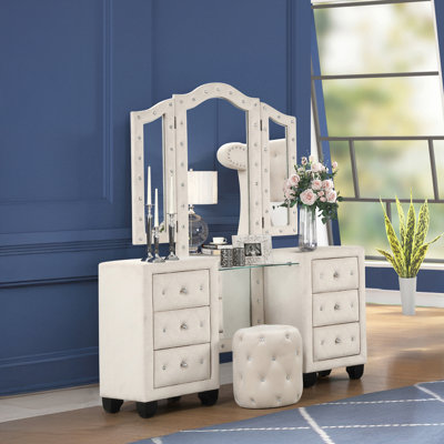 Ensemble coiffeuse avec tabouret et miroir Rausch