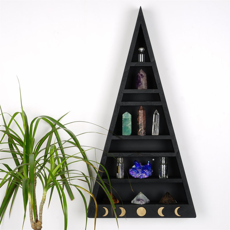 Colesen Modern Wall Shelf, Black, 10.2 x 19.7 x 2.4 Inches | 100% Solid Wood Construction, Multiple Shelves for Decorative Storage | Easy Wall Mounting, Geometric Design for Home & Office Décor, Stylish & Functional