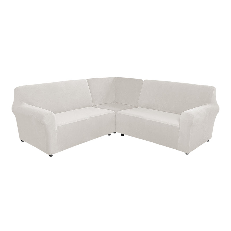 Housse pour canapé de coin Elastic, Blanc, H 38 po x l 58 po x P 43 po